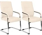 CLP 2er Set Esszimmerst&uuml;hle Hobart Freischwinger gepolstert mit Lehnen creme