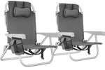 tectake&reg; Aluminium Strandstuhl Coral klappbar, mit Rucksackfunktion...
