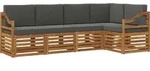 vidaXL Ecksofa Set 5 pcs Natur und Anthrazit Massivholz Akazie - Wei&szlig;