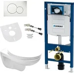 GEBERIT DUOFIX Komplett Set WC H&auml;nge-WC Sp&uuml;lrandlos Deckel Vorwandelement