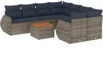 vidaXL 9-teiliges Gartensofa-Set mit Kissen, grau, Polyrattan - Grau