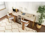 Skye Decor, Twin Study Desk - Travertine, Gold, Schreibtische, Travertin, 240 x...