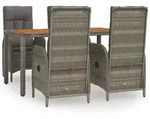 vidaXL 5-tlg. Garten-Essgruppe mit Kissen Grau Poly Rattan - Grau