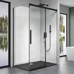 doporro Duschkabine Schwarz 90x140x195cm Eckdusche Rechts-oder Linkseinstieg