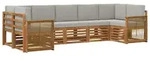 vidaXL Ecksofa Set mit Kissen 6 pcs Nat&uuml;rlich und Hellgrau - Braun