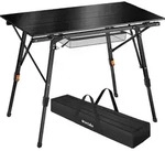 tectake&reg; Aluminium Campingtisch Tina faltbar 90 x 52 x 47 - 70 cm - Schwarz