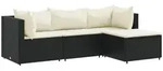 vidaXL 4-tlg. Garten-Lounge-Set mit Kissen Schwarz Poly Rattan - Schwarz