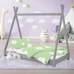 ML-Design Kinderbett Tipi 80x160 cm mit Lattenrost, Hellgrau, Indianer Bett aus
