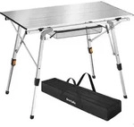 tectake&reg; Aluminium Campingtisch Tina faltbar 90 x 52 x 47 - 70 cm - Silber