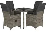 vidaXL 5-tlg. Garten-Essgruppe mit Kissen Grau Poly Rattan - Grau