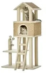 PawHut Kratzbaum Katzenbaum 130H cm Kletterbaum mit Katzenh&ouml;hle Spielb&auml;lle -...