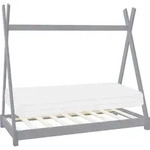 ML-Design Kinderbett Tipi 80x160 cm mit Matratze & Lattenrost, Hellgrau,...