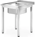 Sp&uuml;ltisch &ndash; verschraubt, Tiefe 600 mm, Profi Line, Waschbecken in der Mitte,