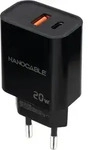 Nanocable Wall Charger 10.10.2008/ 1xUSB/ 1xUSB Type-C/ 20W/ Black - Schwarz