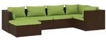 vidaXL 6-tlg. Garten-Lounge-Set mit Auflagen Poly Rattan Braun - Braun