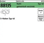 S-Haken R 88135 Typ 45 70 x 20 x 6,8 Stahl galvanisch verzinkt