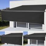 Elektrische Vollkassetten-Markise T124, 5x3m ausfahrbarer Volant Polyester anthrazit,
