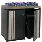 2er-M&uuml;lltonnenverkleidung MCW-O67, M&uuml;lltonnenbox mit Pflanzkasten, Metall
