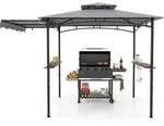 COSTWAY Grillpavillon wetterfest, Grill&uuml;berdachungen mit Seitenmarkise,...