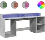 vidaXL LED-Schreibtisch Betongrau 200x55x91 cm Holzwerkstoff - Grau