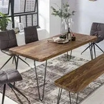 FineBuy Massiver Esstisch 120 cm HARLEM Sheesham Massiv Holz Esszimmertisch