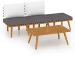 vidaXL 4-tlg. Garten-Lounge-Set mit Kissen Massivholz Akazie - Braun