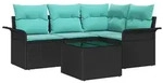 vidaXL Gartensofa-set mit Kissen 5 pcs Schwarz Poly-Rattan - Schwarz