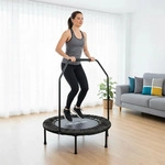 Relaxdays Trampolin mit Haltestange, &Oslash; 102 cm, faltbares Minitrampolin bis 120 kg,