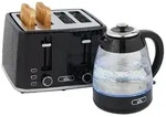 HOMCOM Wasserkocher- und Toaster-Set mit Kr&uuml;melschublade, Schwarz - Schwarz