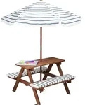 Picknicktisch aus Holz ab 2 Jahren mit Sonnenschirm und Sitzpolster - 75 x 75...