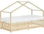 ML-Design Kinderbett Hausbett 90x200 cm Natur mit Matratze H:16cm,...