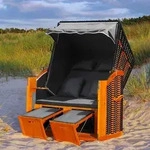 LED Strandkorb XXL inkl. Abdeckcover Luxus Volllieger Gartenliege Ostsee + 4...