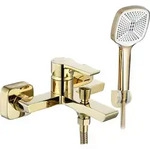 Moderne Wannenarmatur Argus aus massivem Messing in Gold f&uuml;r die Wandmontage - Gold