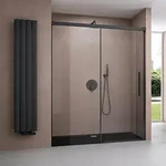 doporro Duscht&uuml;r Nischent&uuml;r dusche 140x195cm Duschwand schwarz...