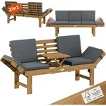 CASARIA&reg; Gartenbank Wetterfest Holz mit Tisch 200x50cm Klappbar 320kg Belastbar
