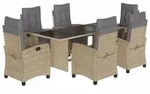 vidaXL 7-tlg. Garten-Essgruppe mit Kissen Beigemischung Poly Rattan - Beige