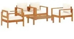 vidaXL 5-tlg. Garten-Sofagarnitur mit Kissen Massivholz Akazie - Creme