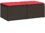 vidaXL 2-tlg. Garten-Sofagarnitur mit Kissen Braun Poly Rattan Akazie - Braun
