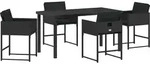 vidaXL Garten Essgruppe mit Kissen 5 pcs Schwarz Poly-Rattan - Schwarz