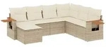 vidaXL 7-tlg. Garten-Sofagarnitur mit Kissen Beige Poly Rattan - Beige