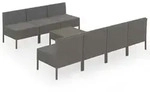 vidaXL 8-tlg. Garten-Lounge-Set mit Auflagen Poly Rattan Grau - Grau