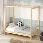 ML-Design Kinderbett Fu&szlig;balltor, 70x140 cm, Natur, Einzelbett f&uuml;r Kinder,...