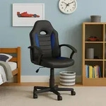 Schreibtischstuhl Junior h&ouml;henverstellbar ergonomischer Drehstuhl Schwarz-Blau...