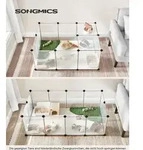 SONGMICS Kleintierk&auml;fig, Freigehege mit Bodenplatten, 125 x 63 x 42 cm, wei&szlig;