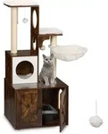 Relaxdays Kratzbaum mit Katzenkloschrank, HBT 128x95x52 cm, Sisalst&auml;mme &