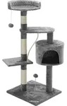 CADOCA&reg; Kratzbaum 112 cm Silbergrau mit H&ouml;hle + 3 Plattformen + 2 Spielb&auml;lle...