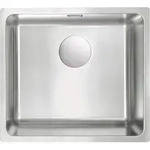 Stahlsp&uuml;lbecken, 1-Becken - stahl geb&uuml;rstet - 490 x 440 x 200 mm - Silber