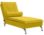 vidaXL Massage-Chaiselongue mit Nackenrolle Gelb Samt - Gelb