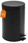 Edelstahl Tretm&uuml;lleimer rund schwarz matt 39 x 25 cm mit Deckel - 12 L - Metall