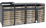4er M&uuml;lltonnenverkleidung HWC-J81, M&uuml;lltonnenbox, erweiterbar, Metall 100kg,